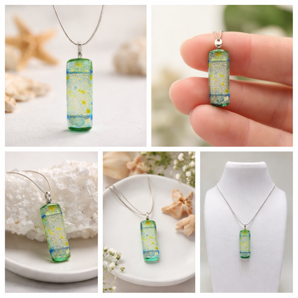 Teal Pink Dichroic glass Fused over Clear Spectrum