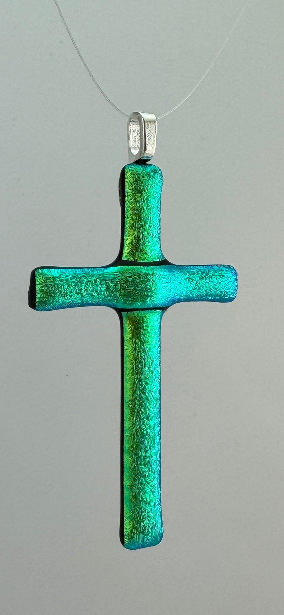 Green/Teal Stained Glass Cross