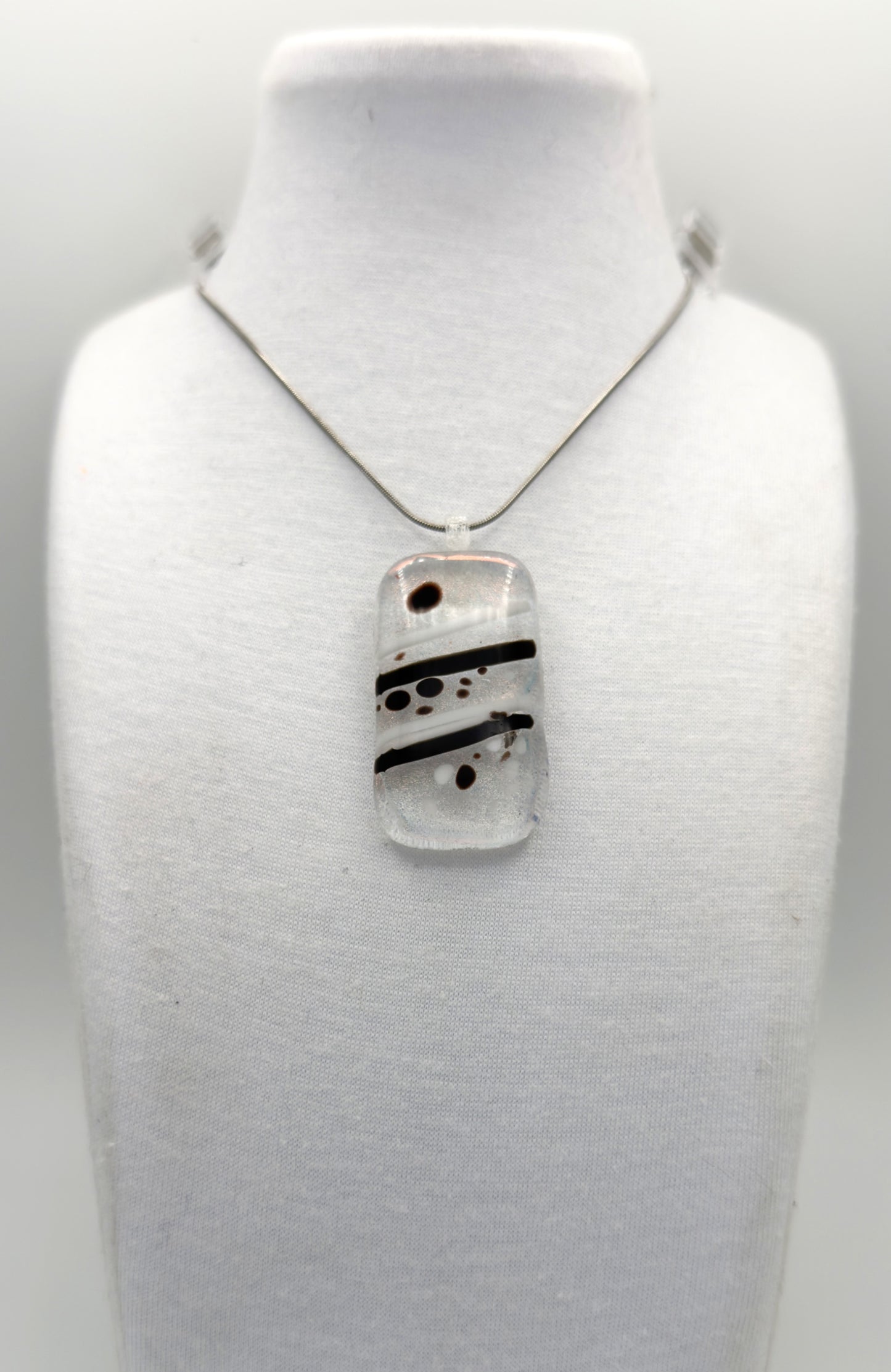 Clear Antique Glass Rose Gold Dichroic neckless