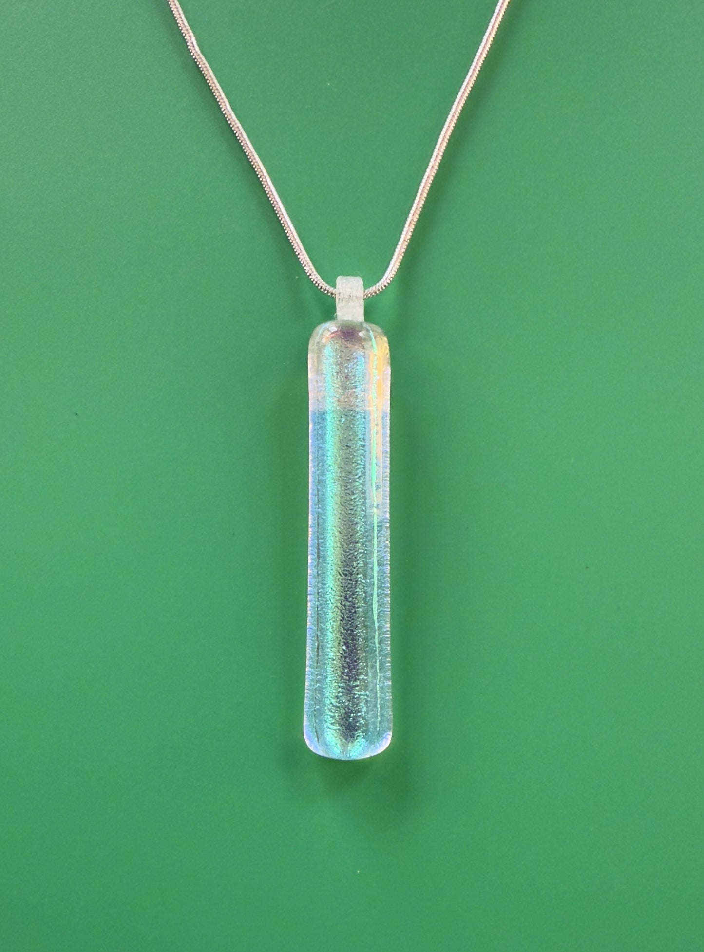 Teal Blue Gold Pink Double Dichroic Pendent