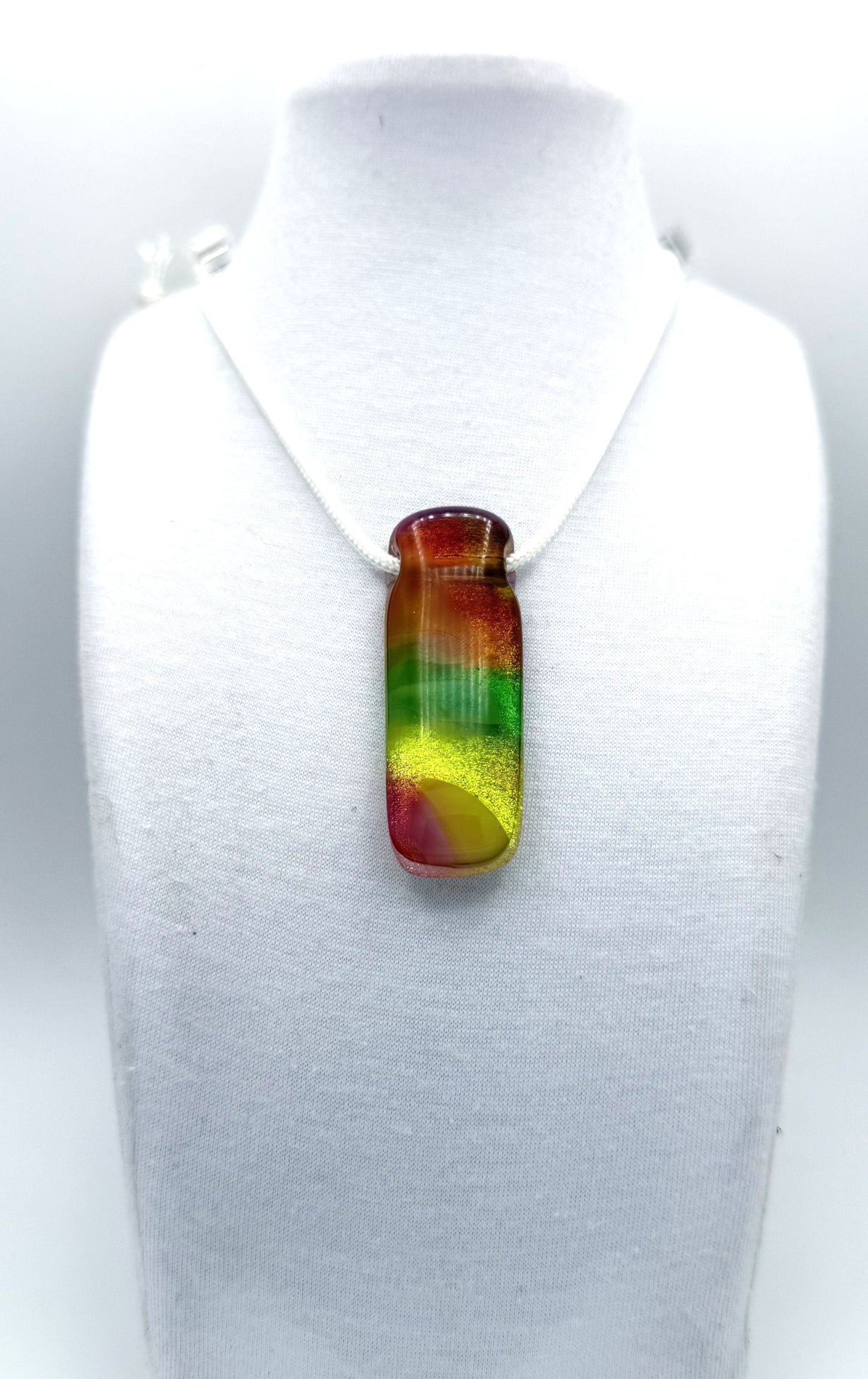 Gold dichroic and antique glass pendent