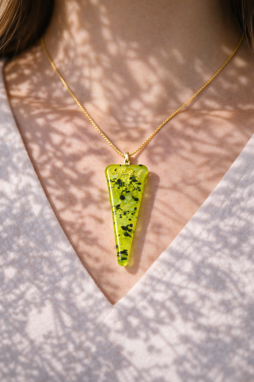 Light Green Translucent Antique art glass with Black and Firelight frit