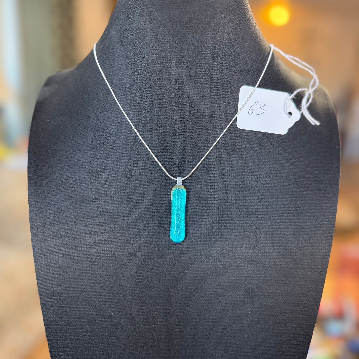 Sky blue dichroic and Clear blue Antique glass pendant