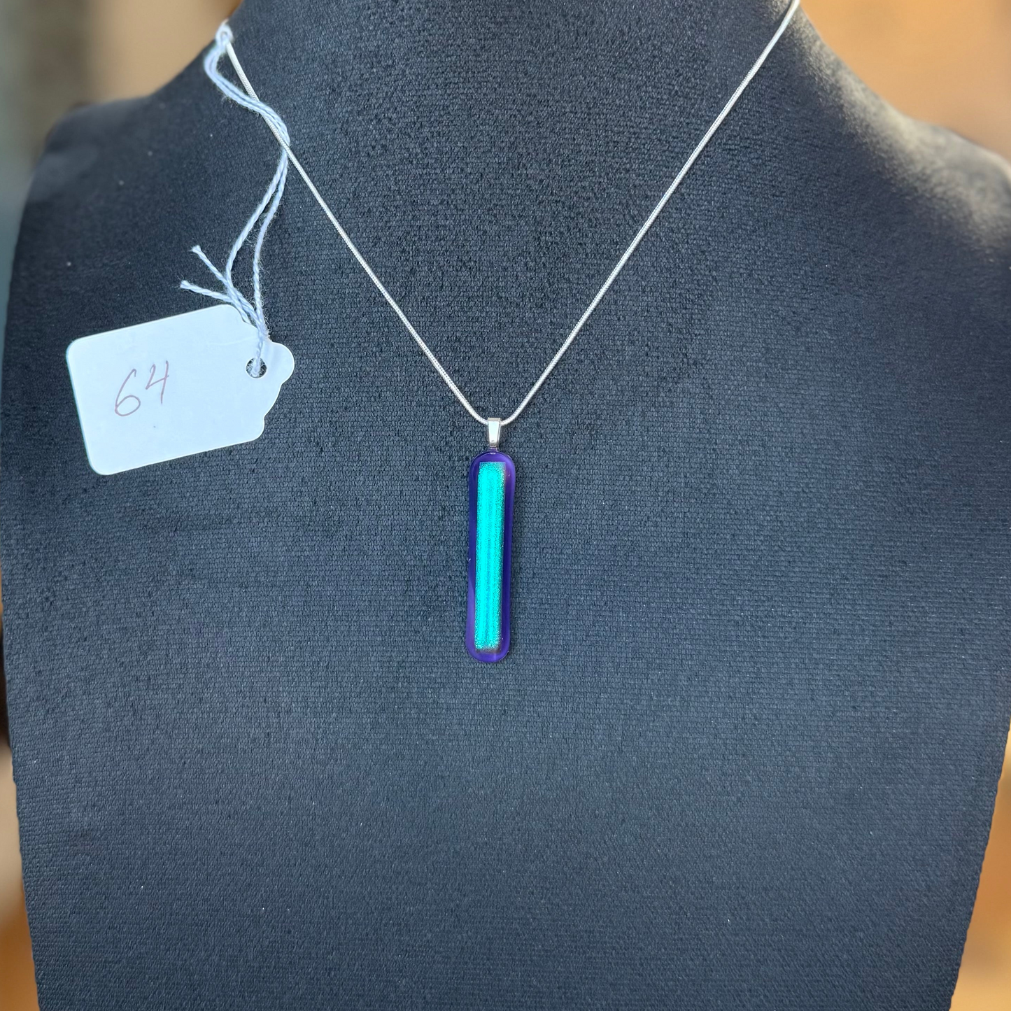 Teal Blue dichroic fused over Purple Antique glass Pendant