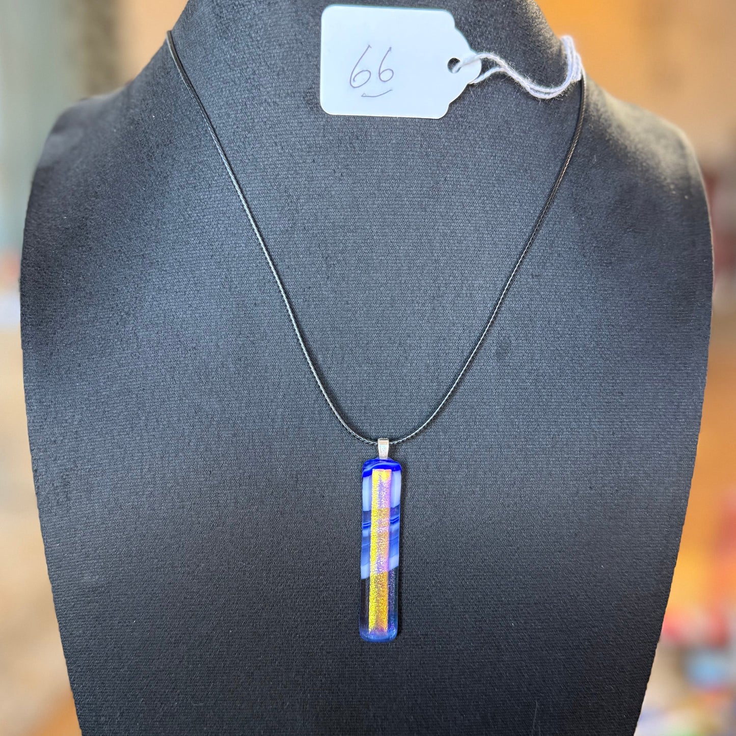 Blue Gold Dichroic fused over Clear White Spectrum Glass Pendant