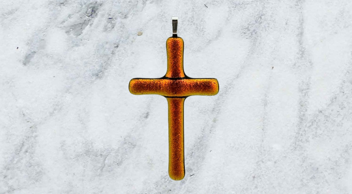 Gold/Red Stained Glass Cross