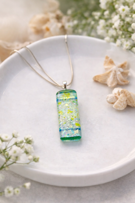 Teal Pink Dichroic glass Fused over Clear Spectrum