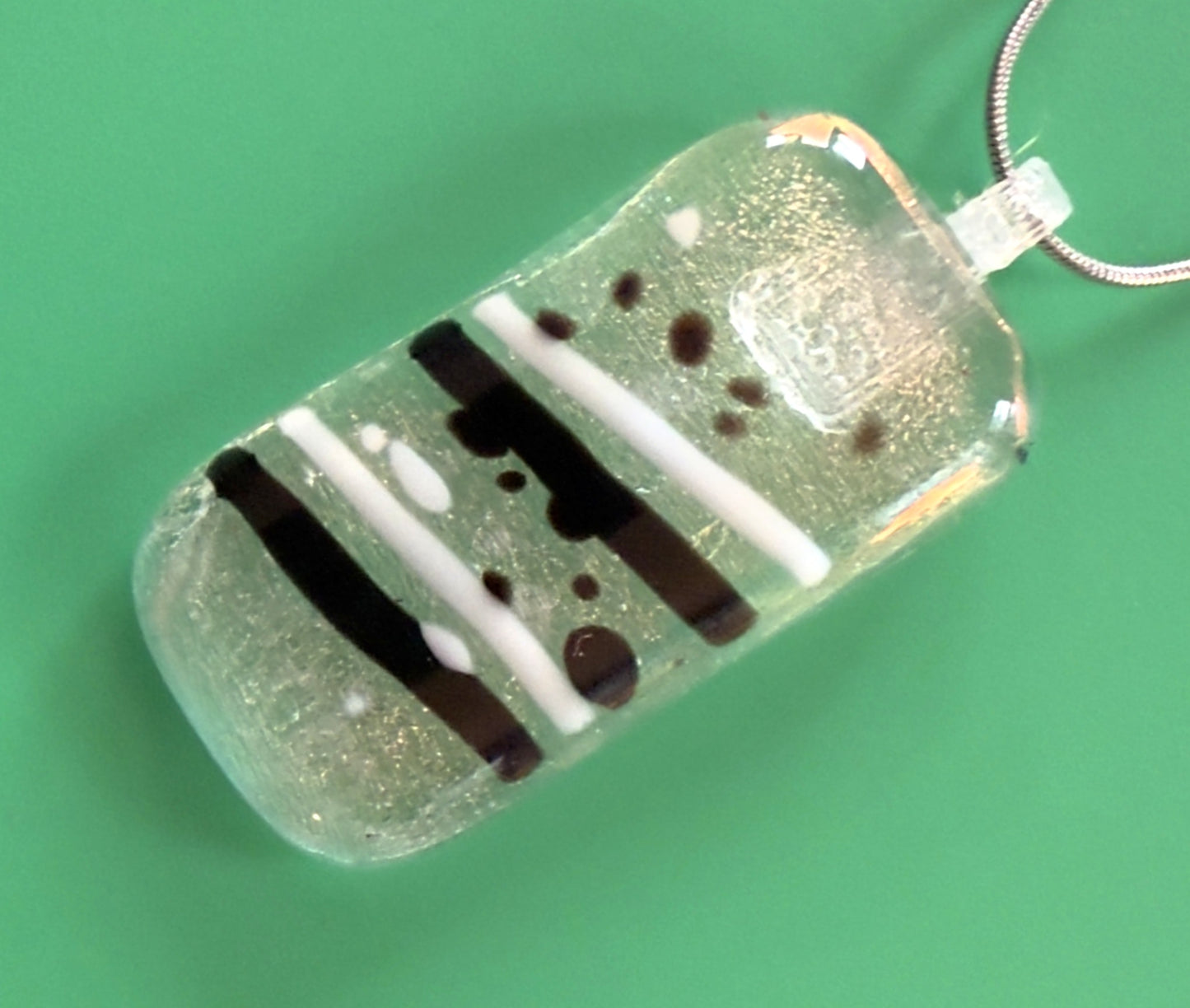 Clear Antique Glass Rose Gold Dichroic neckless