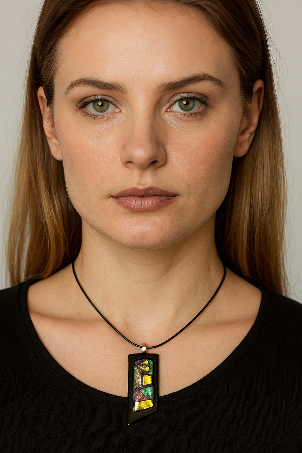 Black and Dichroic Glass Pendent