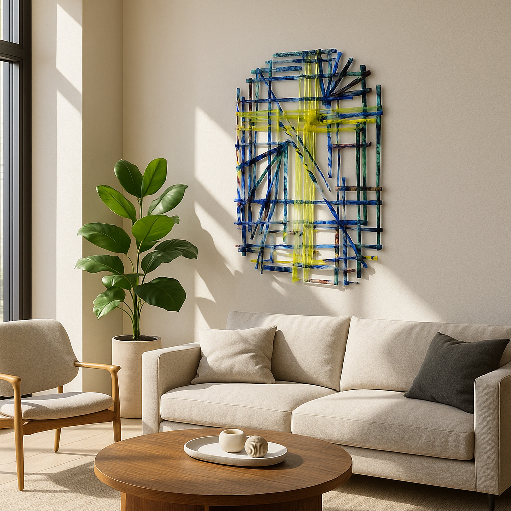 Color Weave Cross - Contemporary Fused Glass Wall Art