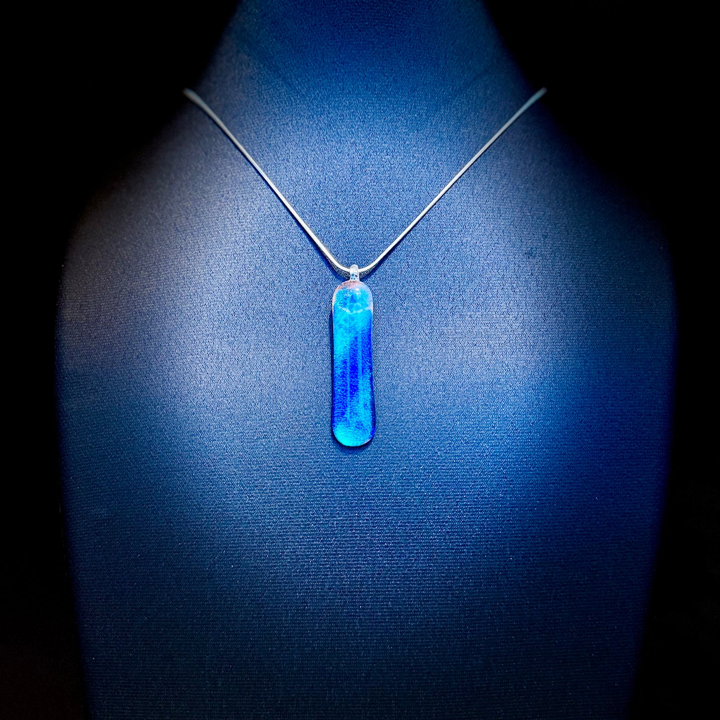 White, Clear, Blue and Pink Antique art glass with cobalt Blue Frit