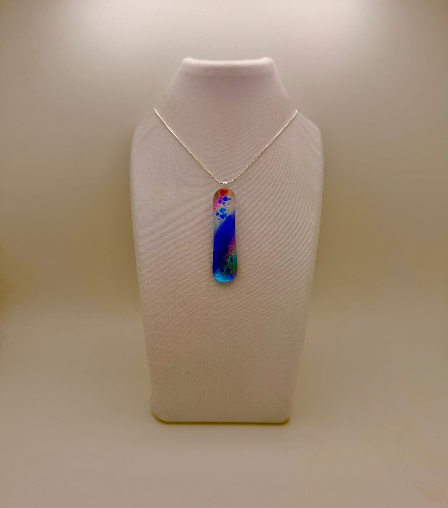 White, Clear, Blue and Pink Antique art glass with cobalt Blue Frit