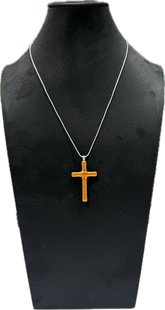Gold/Red Stained Glass Cross
