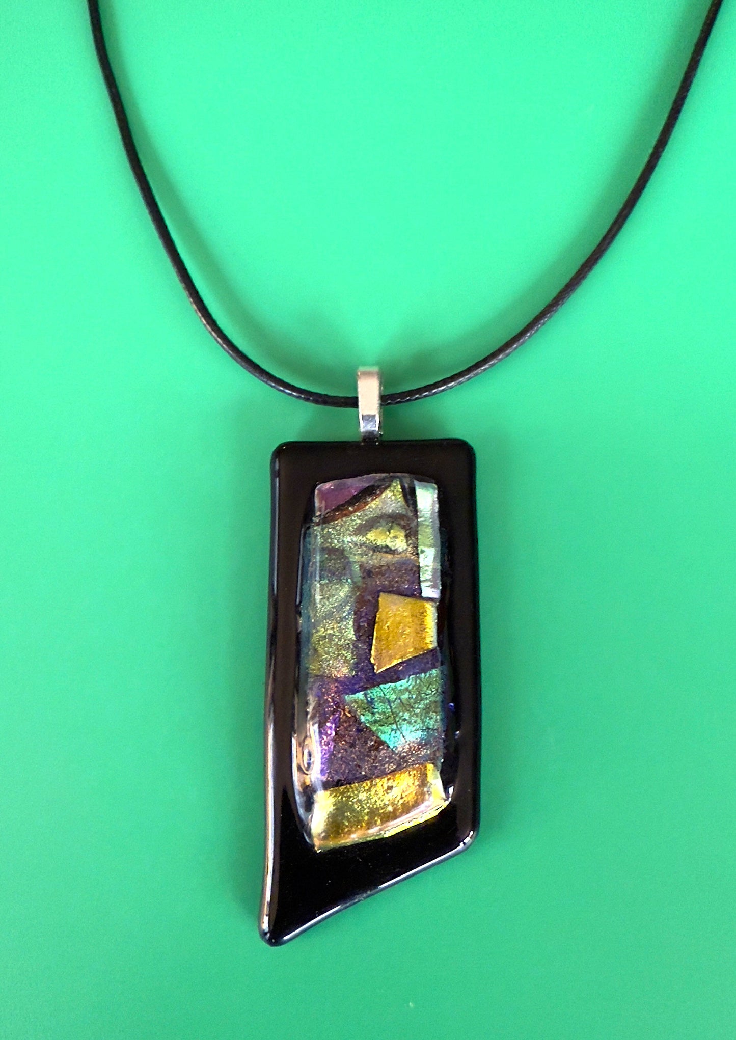 Black and Dichroic Glass Pendent