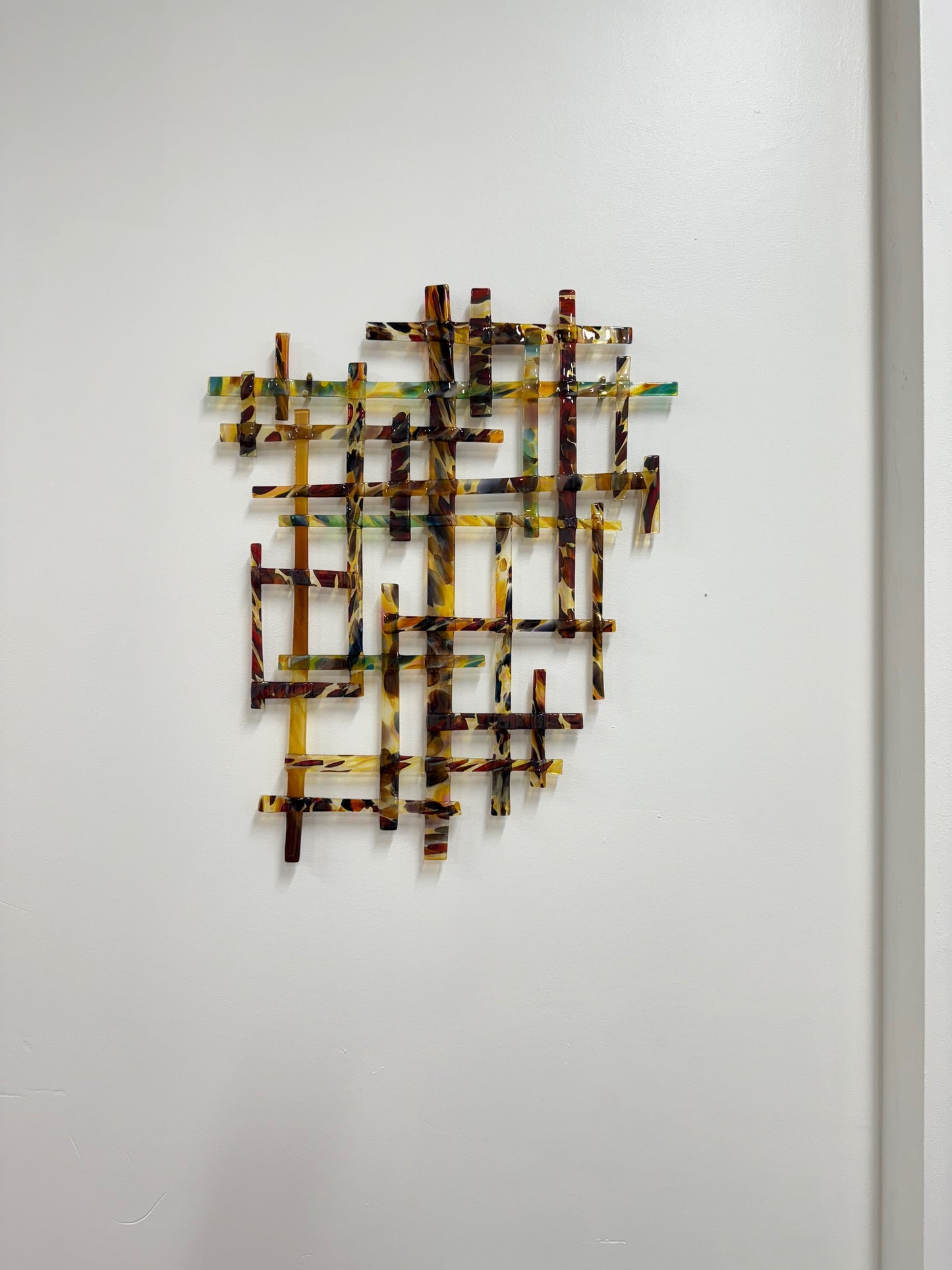 Amber Weave - Abstract Fused glass Artwork