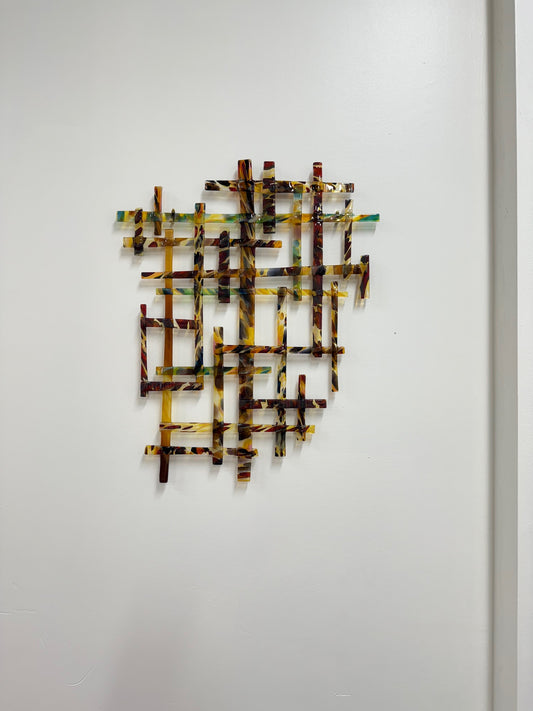 Amber Weave - Abstract Fused glass Artwork