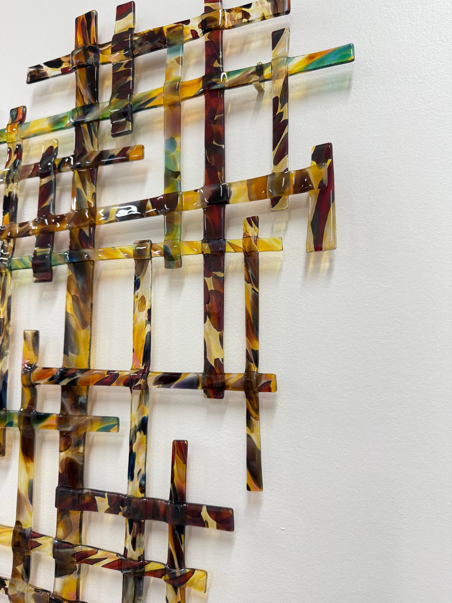 Amber Weave - Abstract Fused glass Artwork