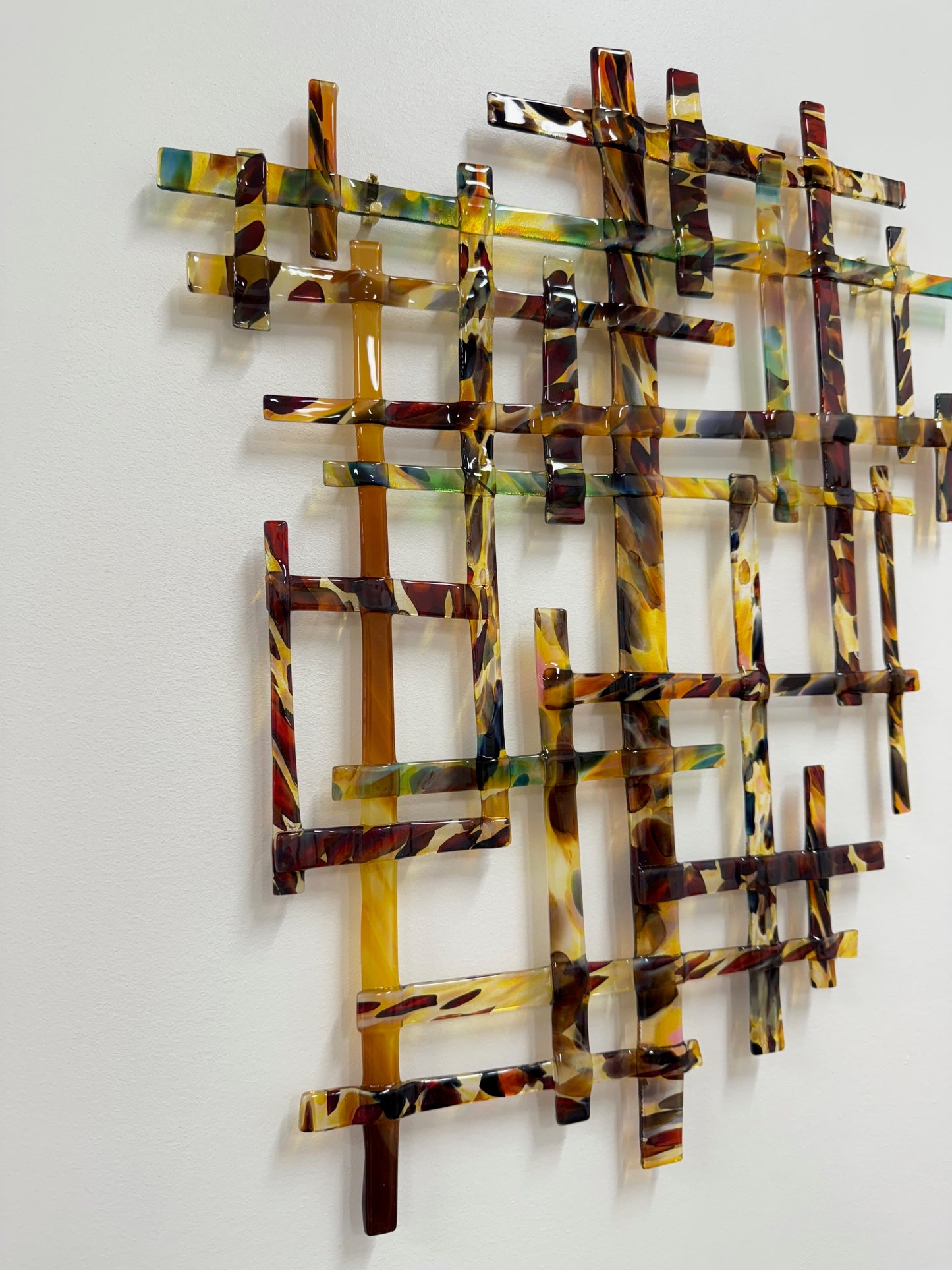 Amber Weave - Abstract Fused glass Artwork