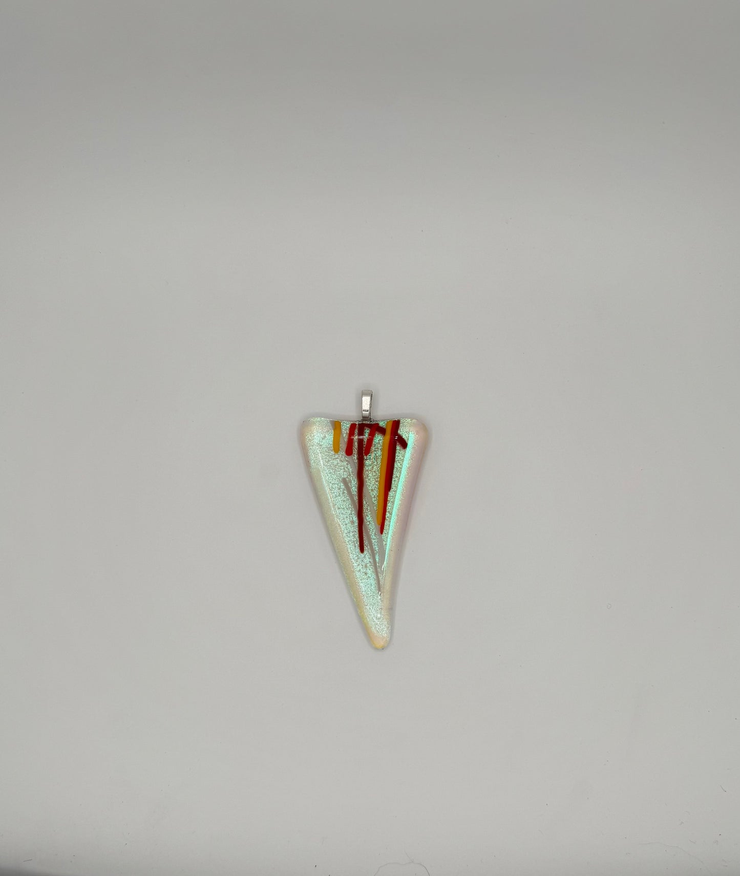 Sweeping Triangle Pendant with Dichroic Glow and Fiery Stringers