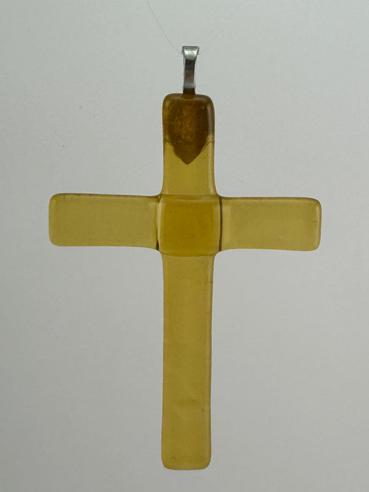 Amber stained glass cross