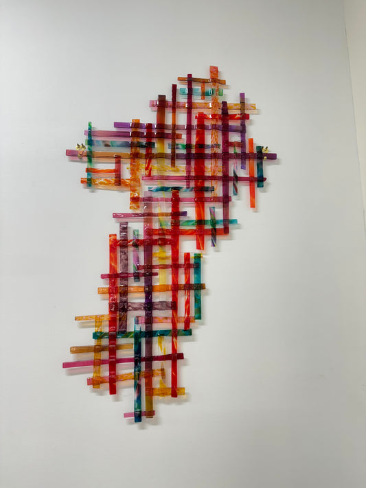 Fused Glass woven abstract Art Piece