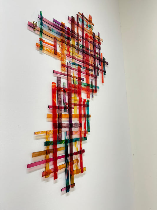 Fused Glass woven abstract Art Piece