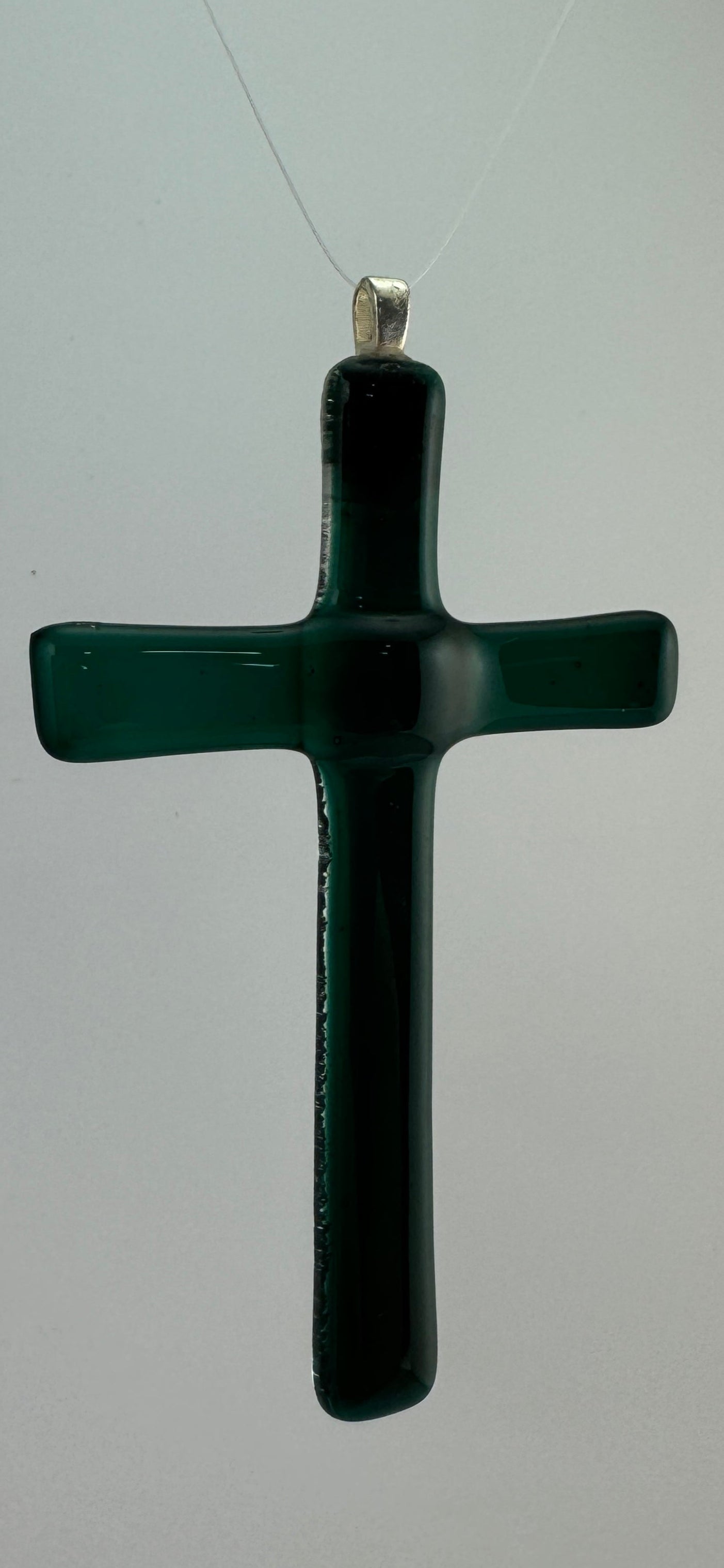 Dark Green Stained Glass Cross