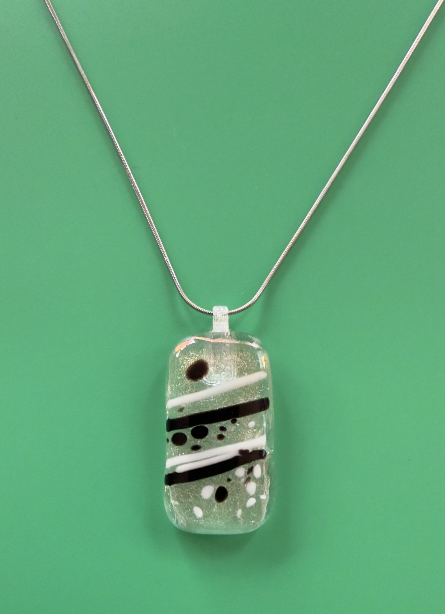 Clear Antique Glass Rose Gold Dichroic neckless