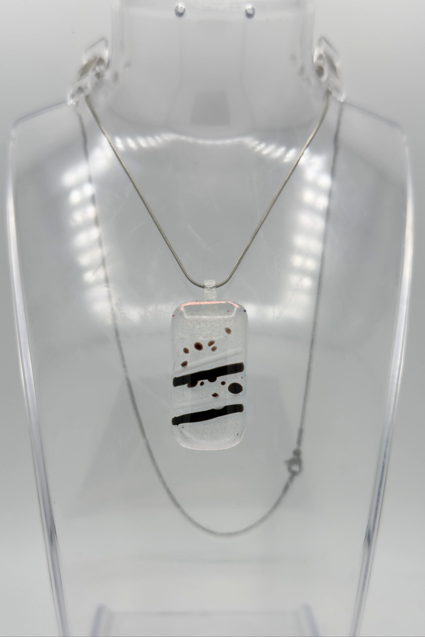 Clear Antique Glass Rose Gold Dichroic neckless