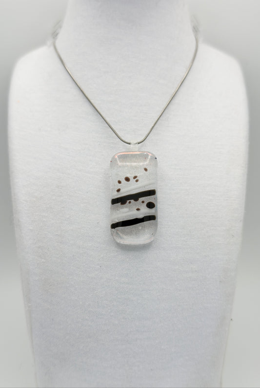 Clear Antique Glass Rose Gold Dichroic neckless