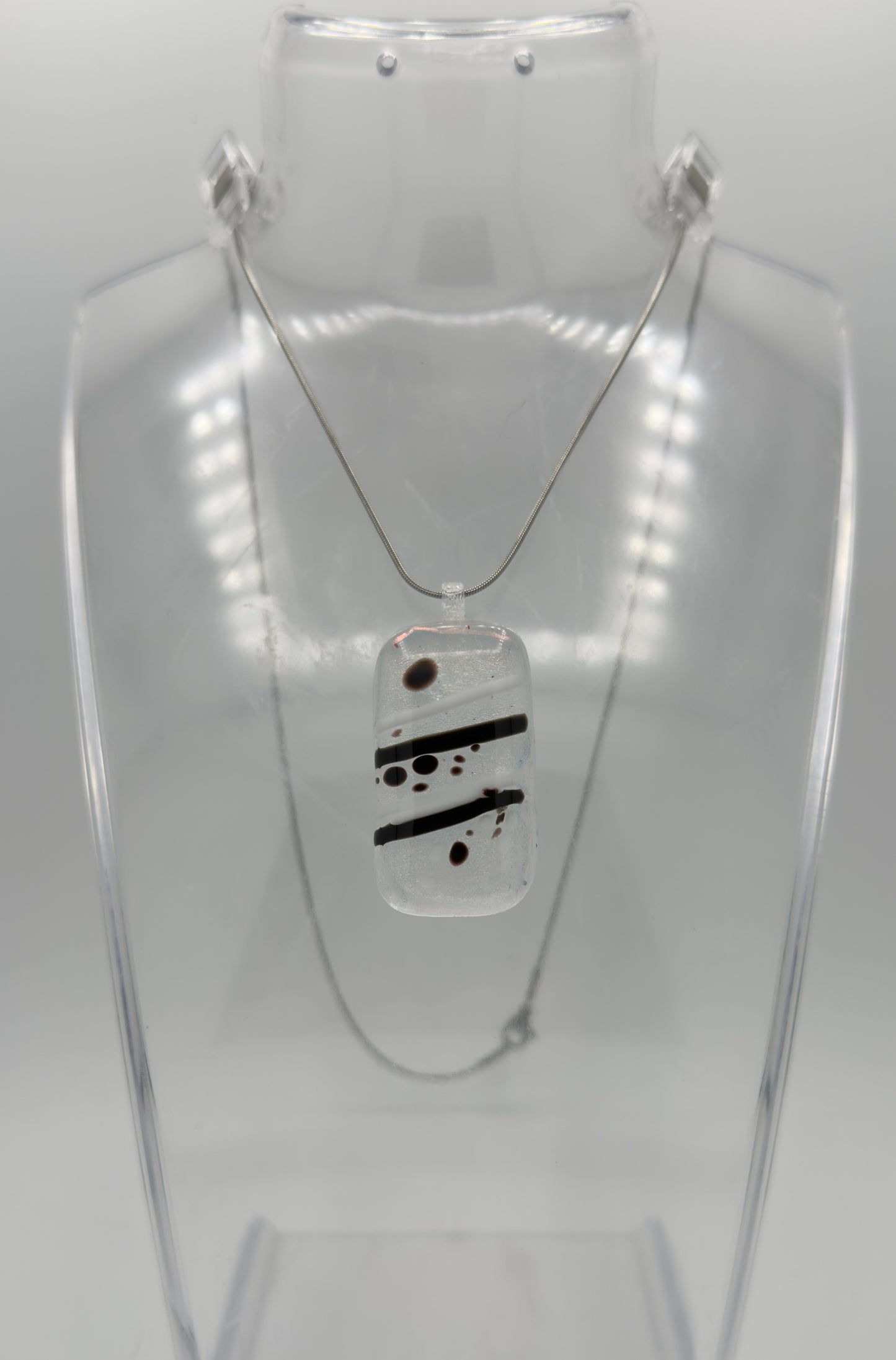 Clear Antique Glass Rose Gold Dichroic neckless