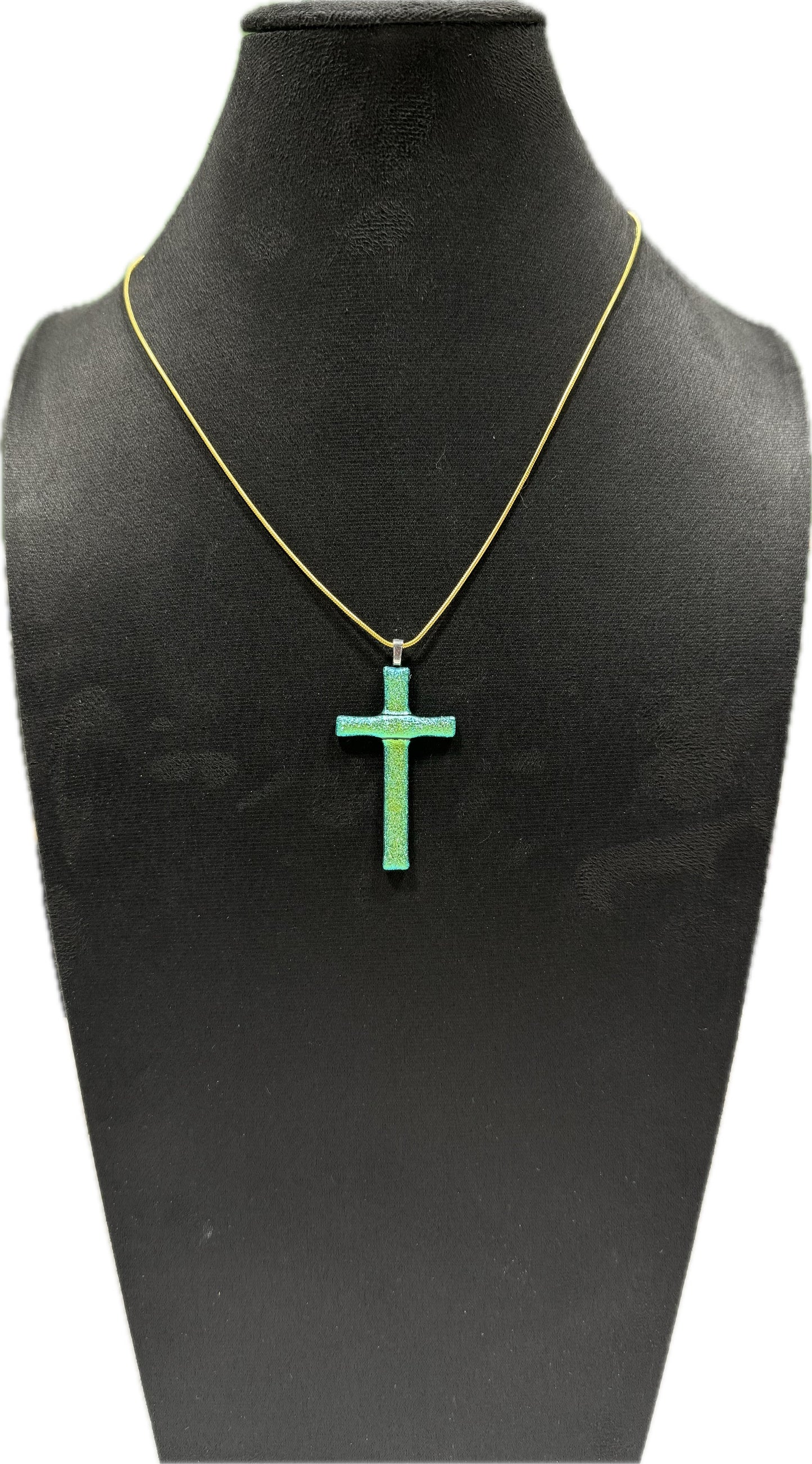 Green/Teal Stained Glass Cross