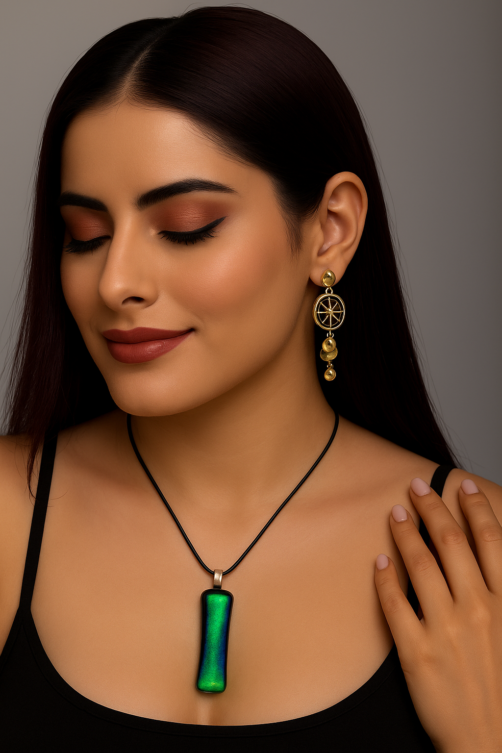 Emerald Glow Dichroic Pendant