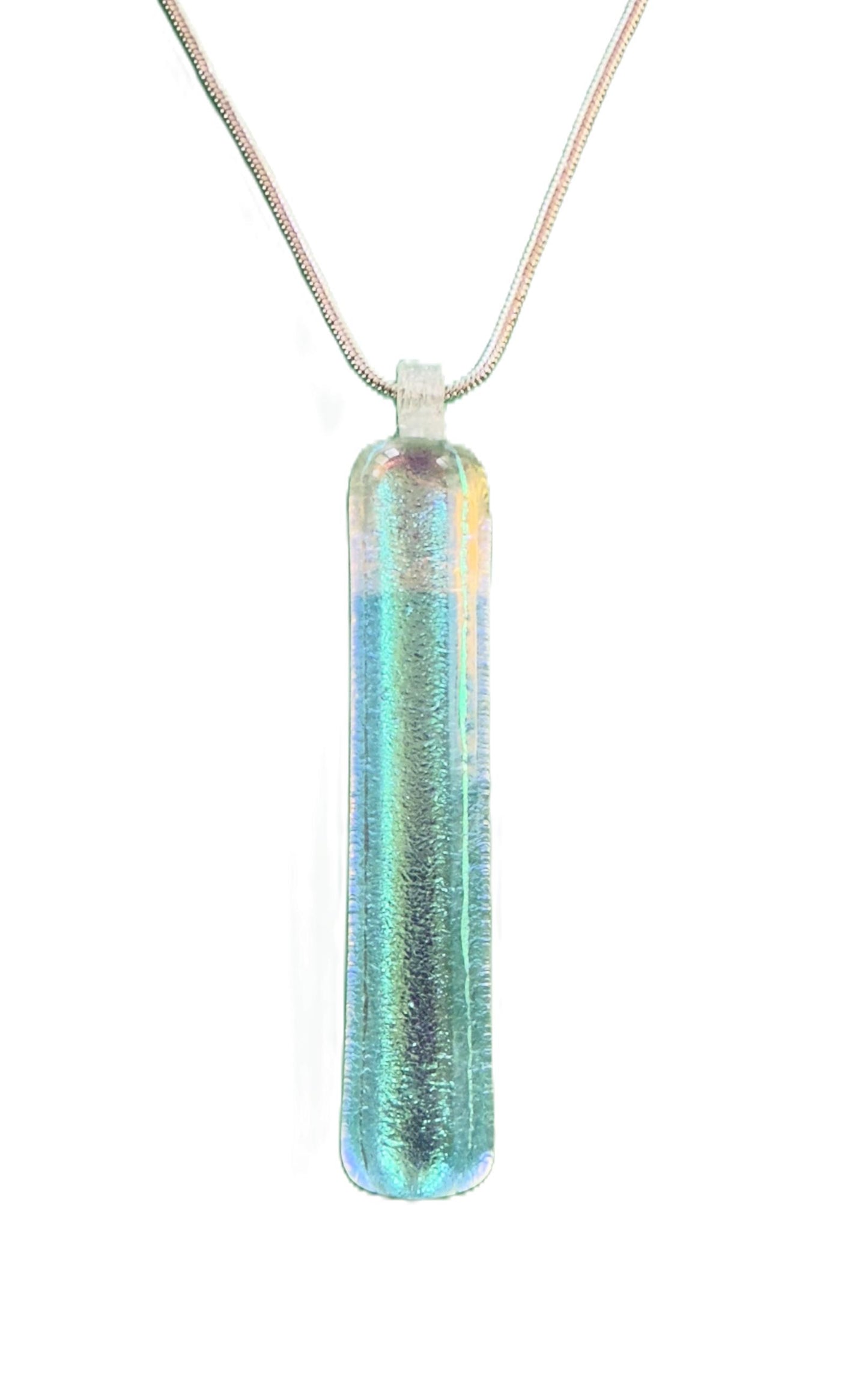 Teal Blue Gold Pink Double Dichroic Pendent