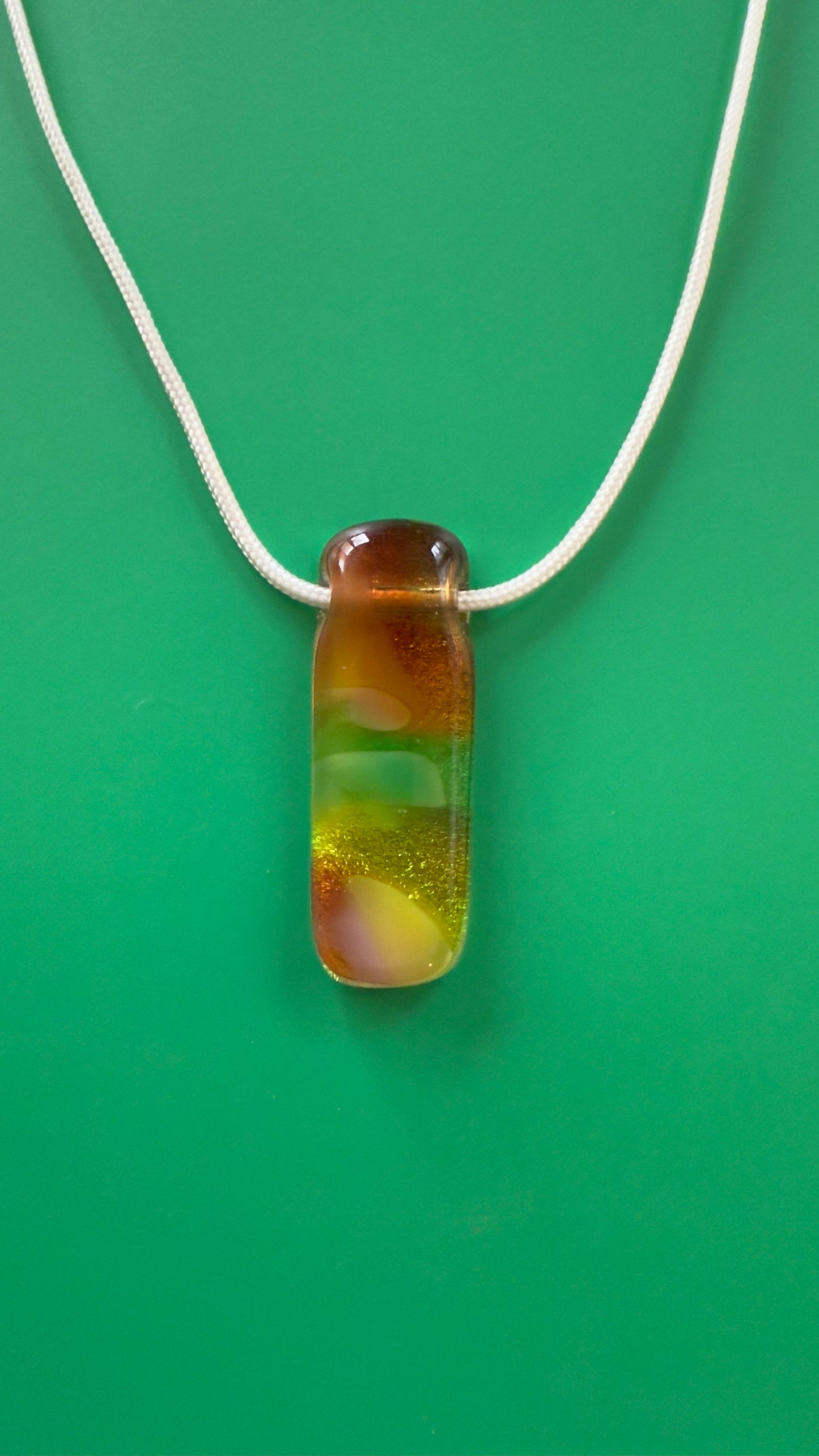 Gold dichroic and antique glass pendent