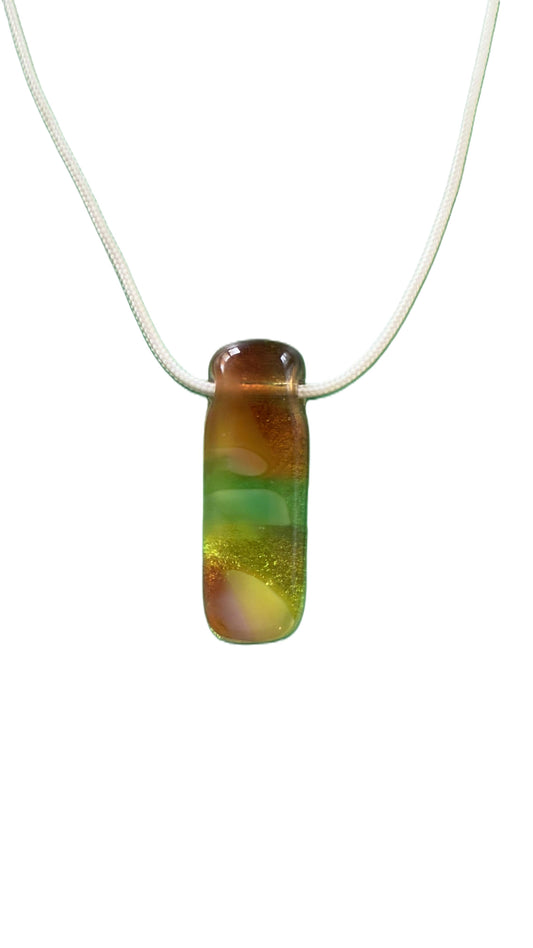 Gold dichroic and antique glass pendent