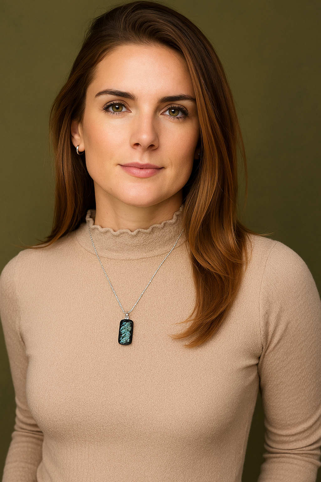 Blue Dichroic fused glass pendant with Frit