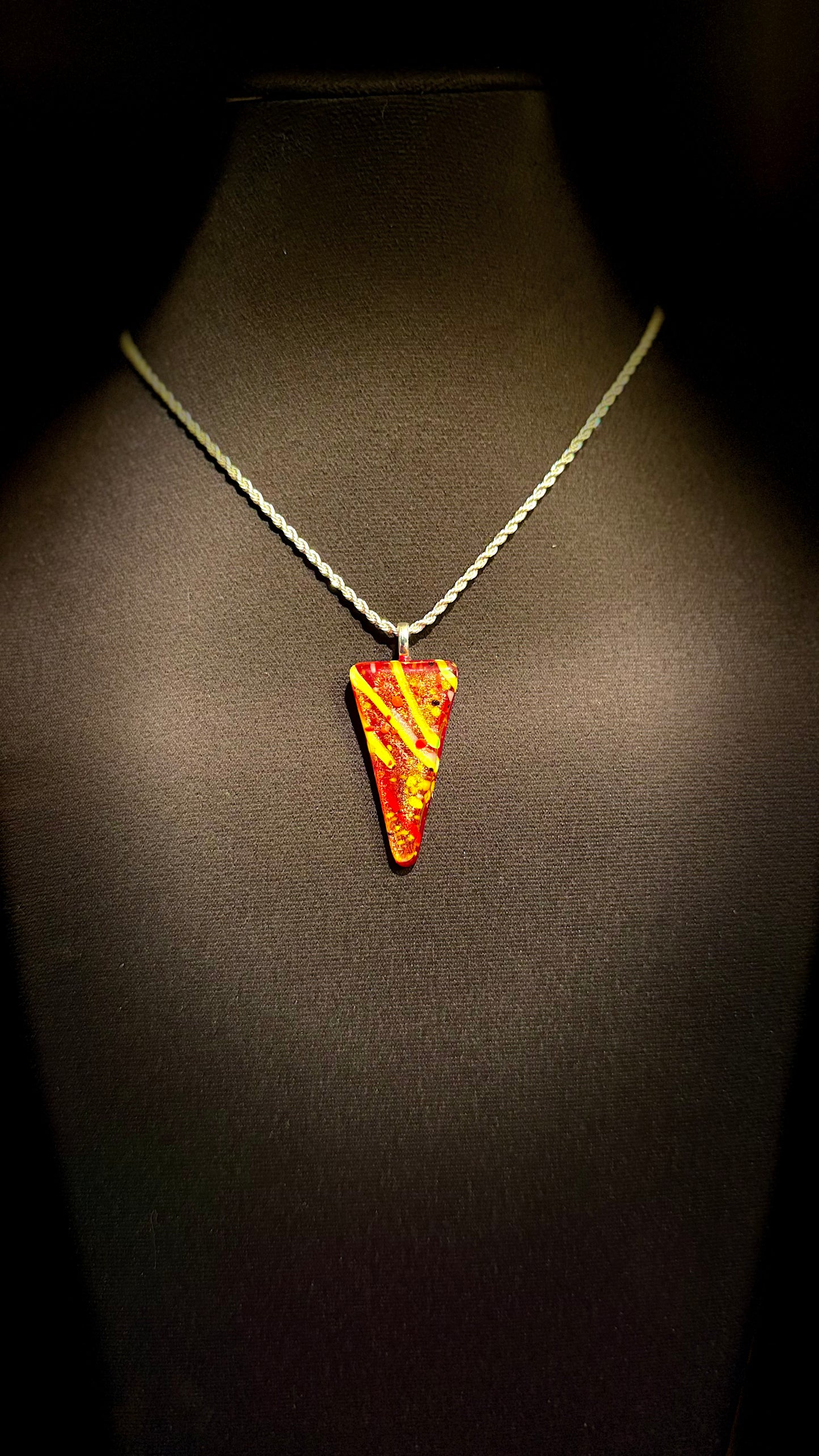Red Gold Dichroic Triangle Pendant