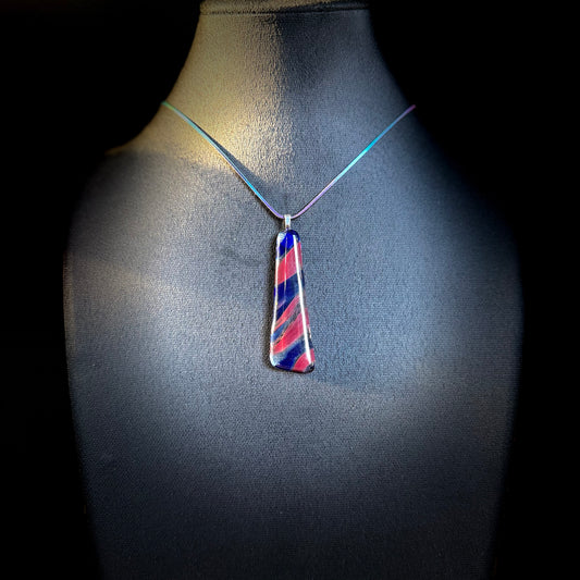 Clear Red Blue Antique glass pendant