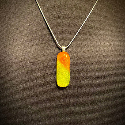 Gold dichroic and Orange antique glass pendant