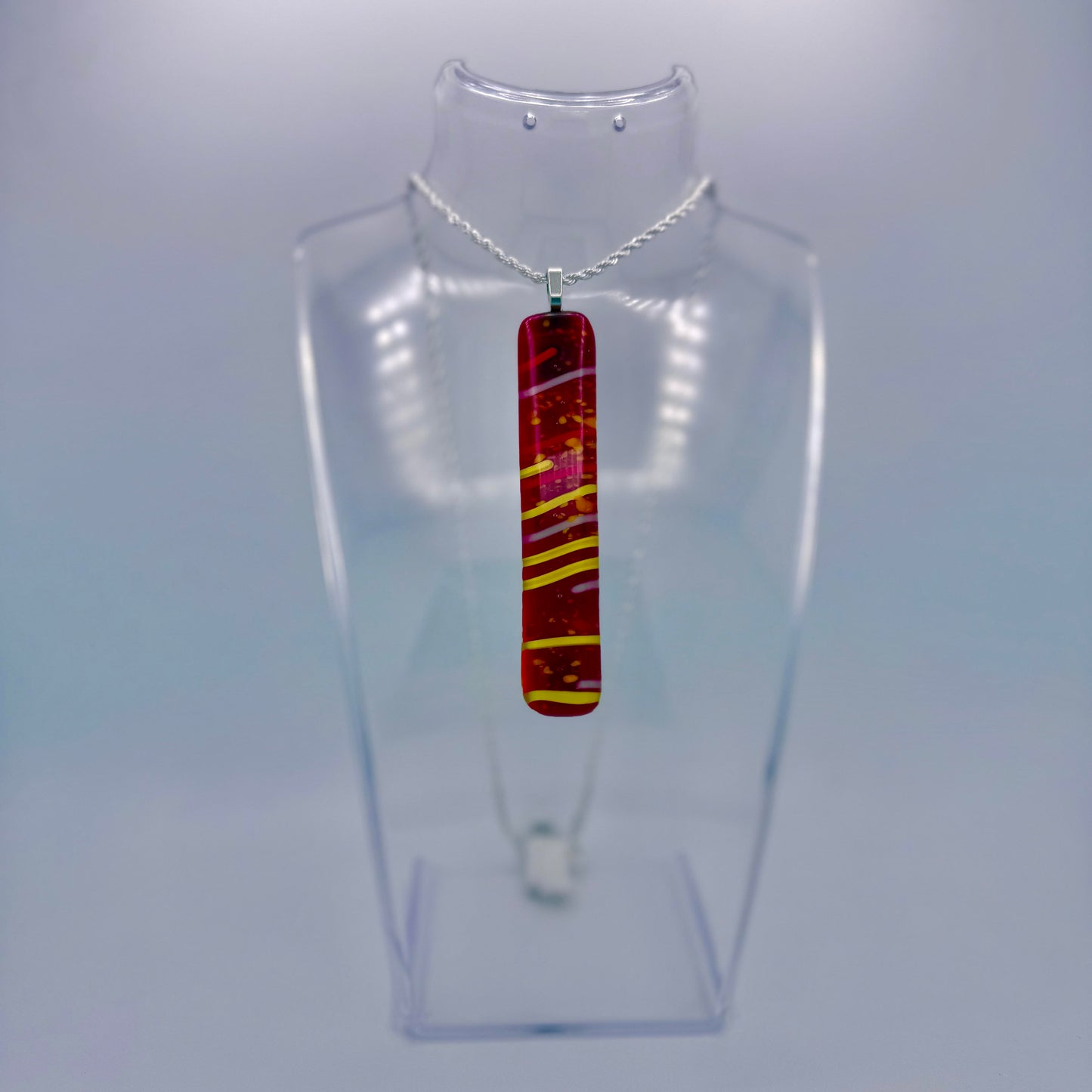 Red Antique glass pendant with Yellow stringers