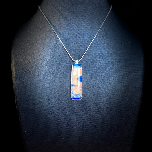 Clear White Blue Antique glass pendant