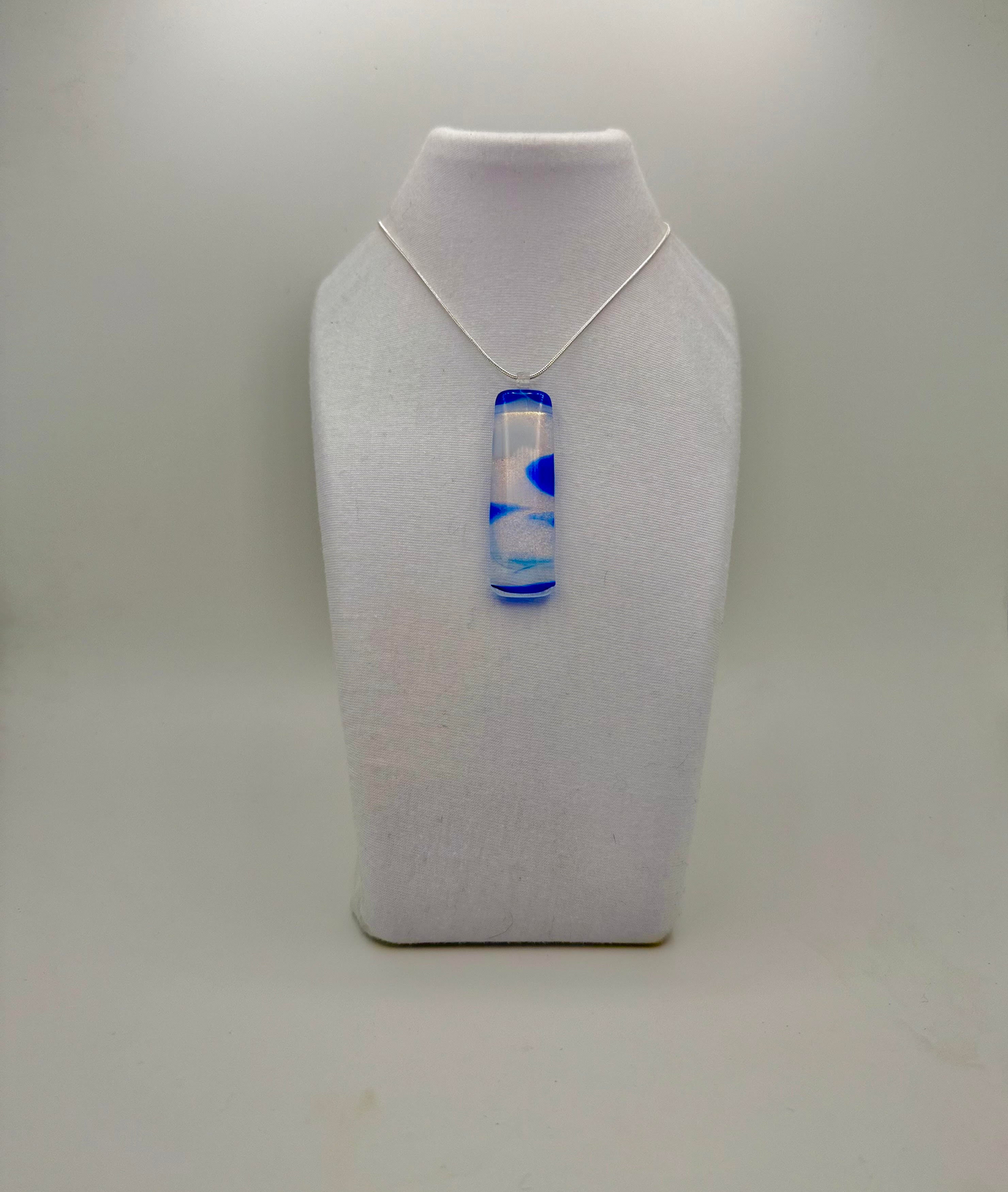 Clear White Blue Antique glass pendant