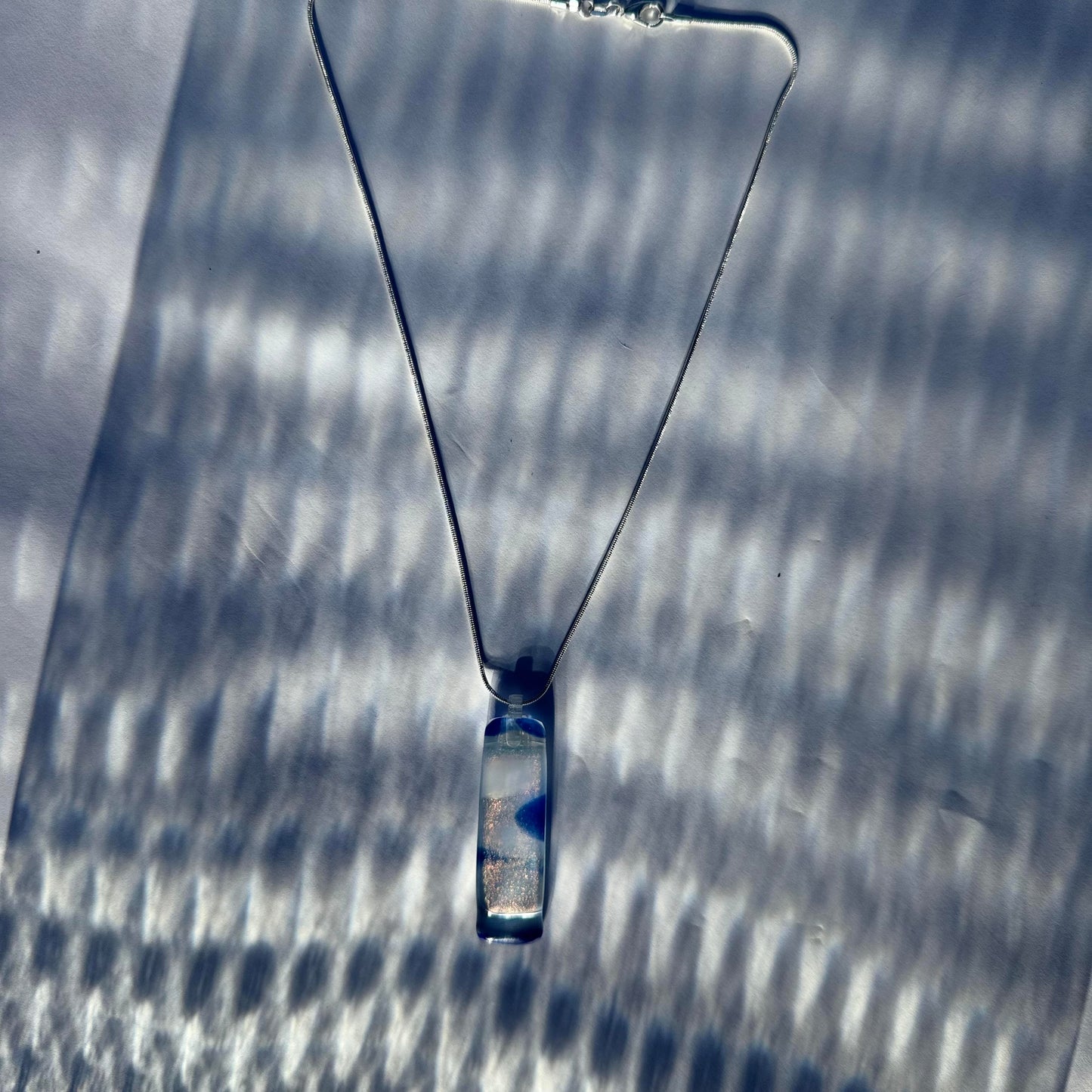 Clear White Blue Antique glass pendant