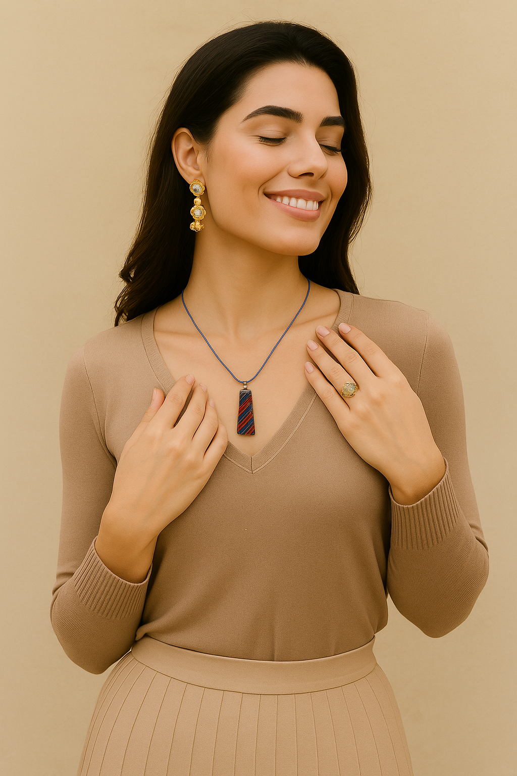 Clear Red Blue Antique glass pendant