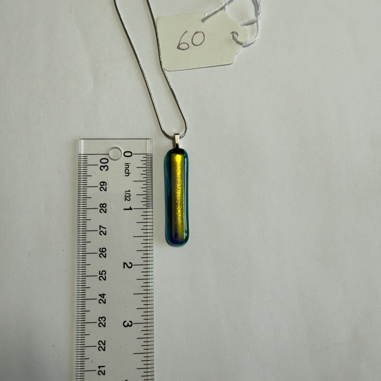 Gold Dichroic glass over Teal blue Antique glass pendant
