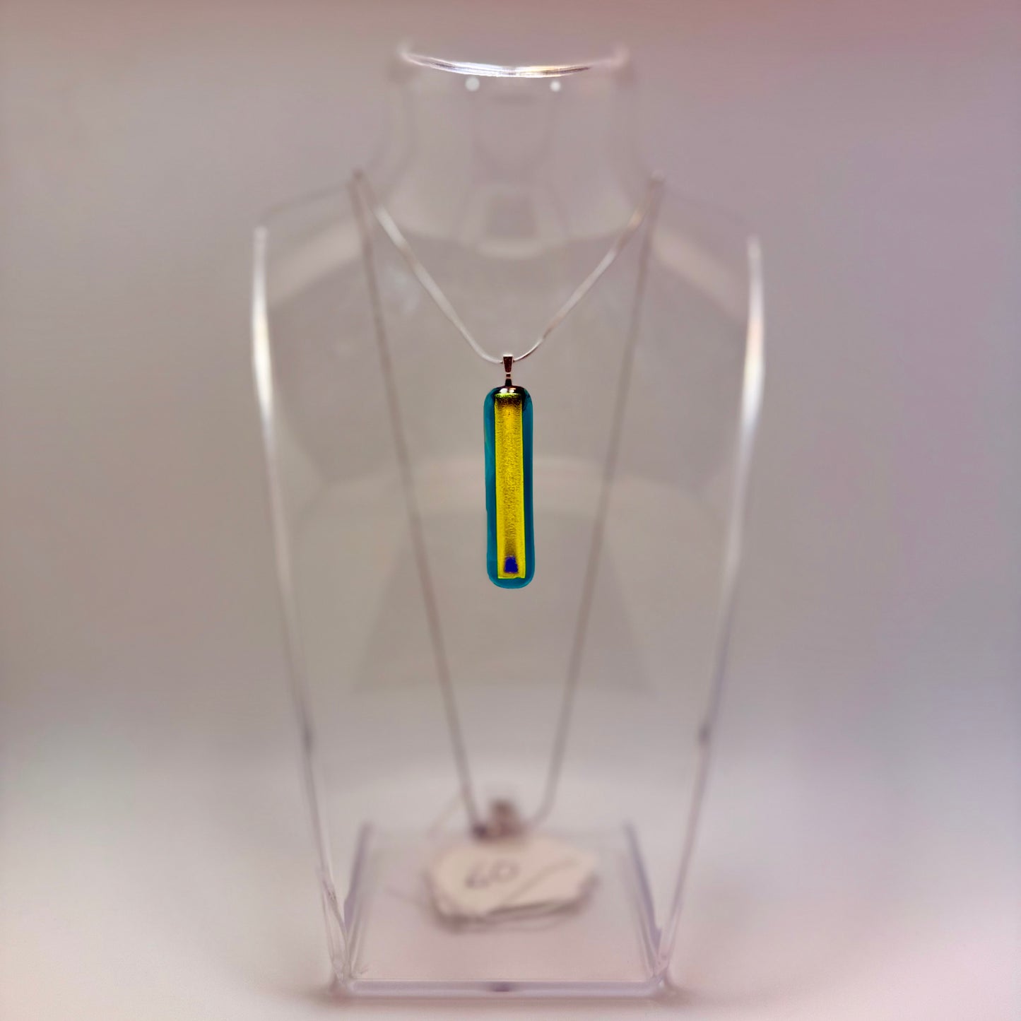 Gold Dichroic glass over Teal blue Antique glass pendant