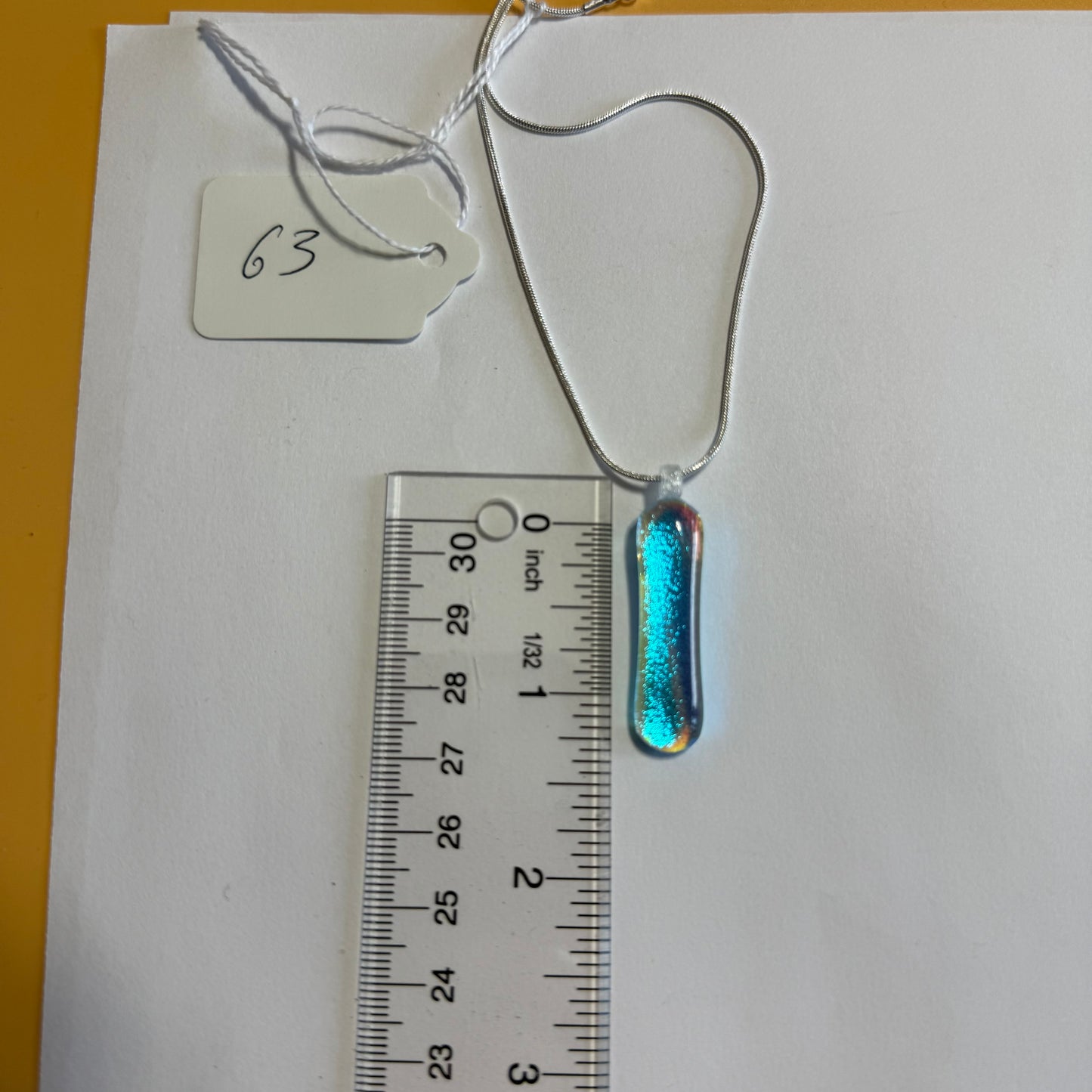 Sky blue dichroic and Clear blue Antique glass pendant