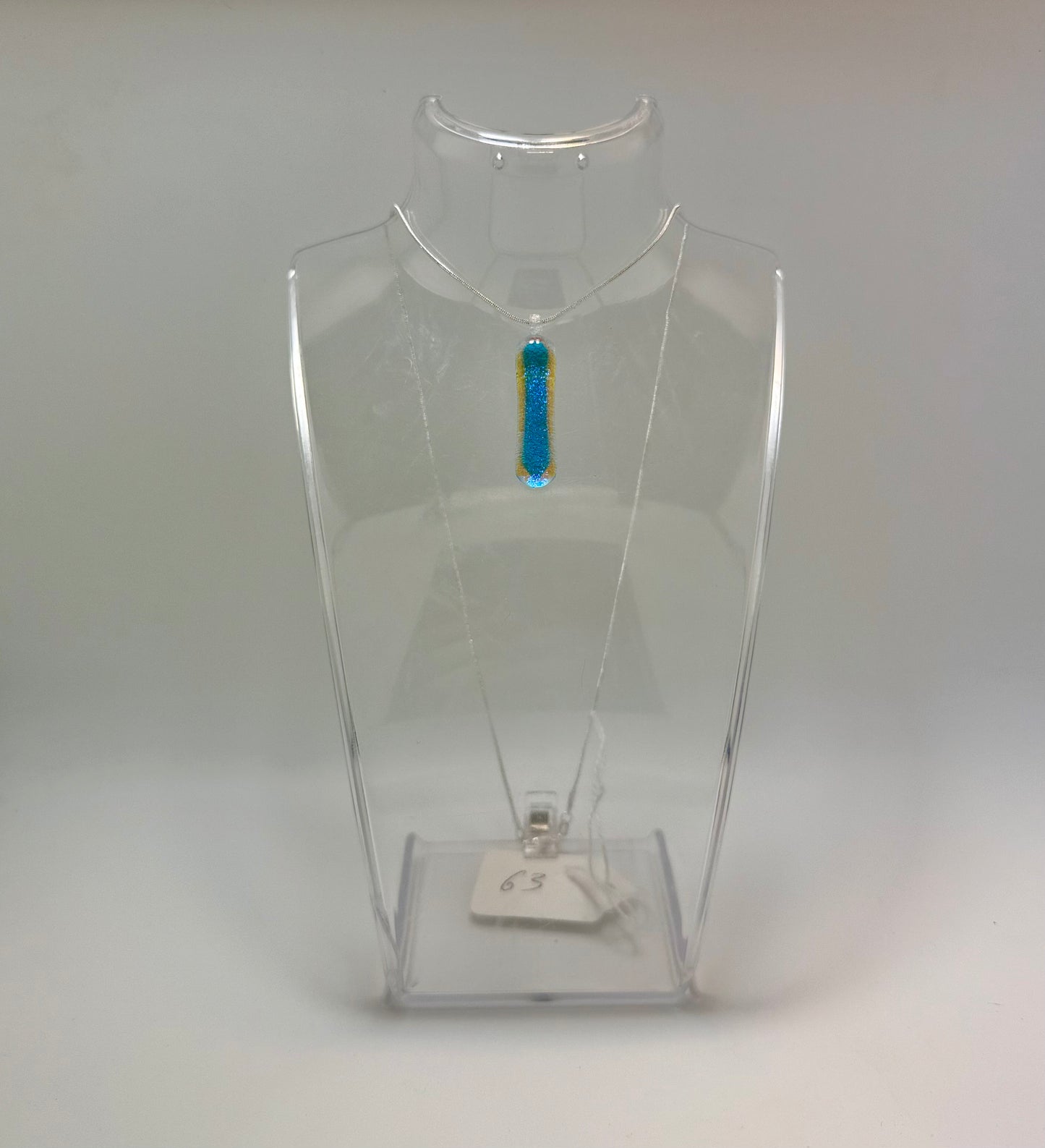 Sky blue dichroic and Clear blue Antique glass pendant