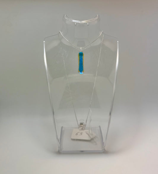 Sky blue dichroic and Clear blue Antique glass pendant